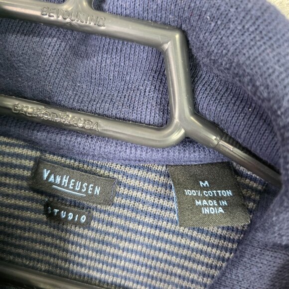 Mens Van Heusen Studio Blue 1/2 Zip Pullover Sweatshirt Cotton Long Sleeve M - Picture 2 of 7
